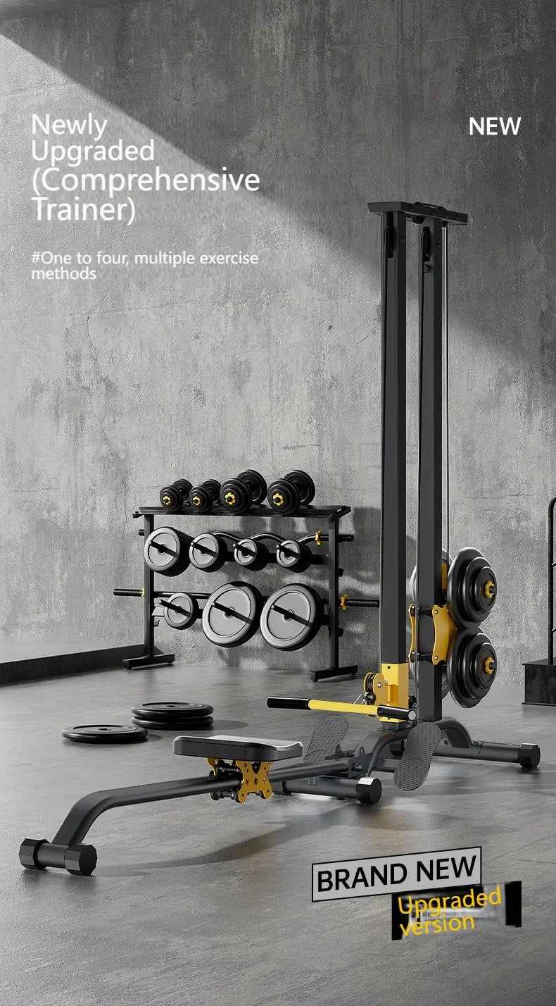 Multifunctional Rowing Machine, Fitness Equipment, High Pull Frame, dumbbell