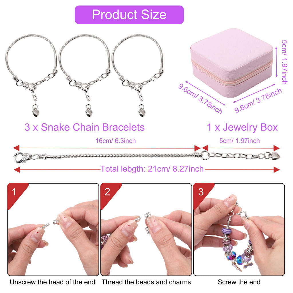 DIY Bracelets Making Kit Girls Gift with Jewelry Box Gift Bag Charms Beads Set