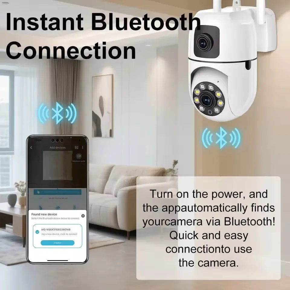 Security Camera 8MP Dual-Lens WiFi Outdoor with AI Human Tracking, Color Night Vision