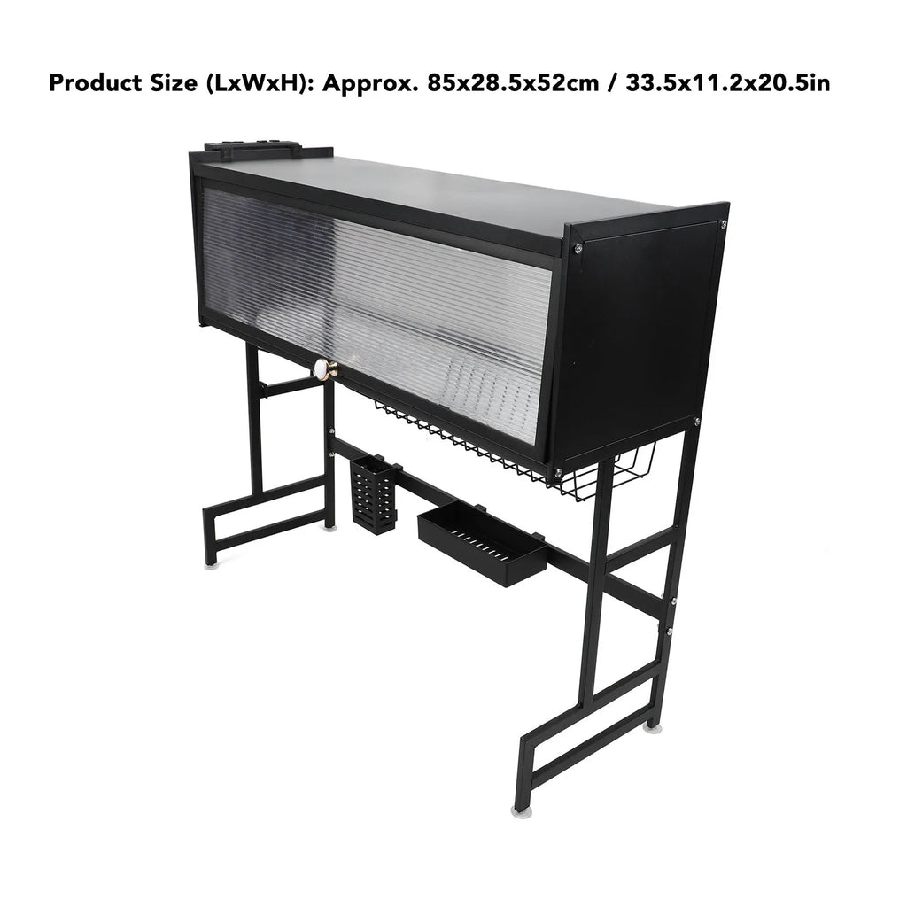 Kitchen Sink Rack Carbon Steel Space Saving 2 Tier Above Kitchen Sink Dish Drying Drainer Rack with Cover for Kitchen
