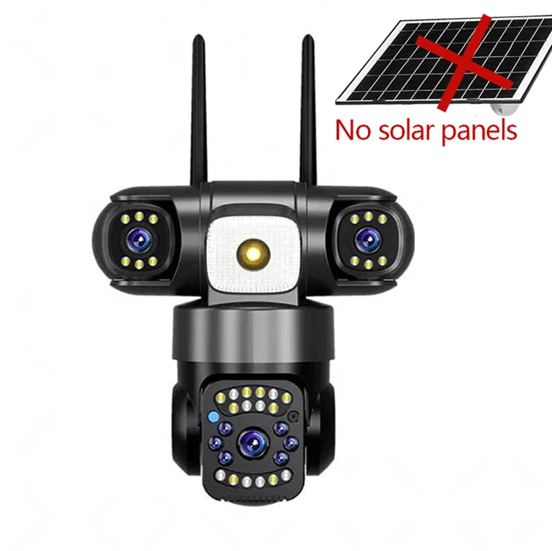 15MP 8K Solar Security Camera Outdoor – Triple Lens WiFi IP Camera with Night Vision, Two-Way Audio, Human Detection, Waterproof Wireless CCTV Surveillance System