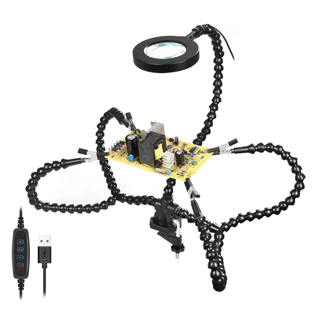 Soldering Iron Holder Flexible Arms Rotatable Clips Soldering Third Hand Tool Detachable