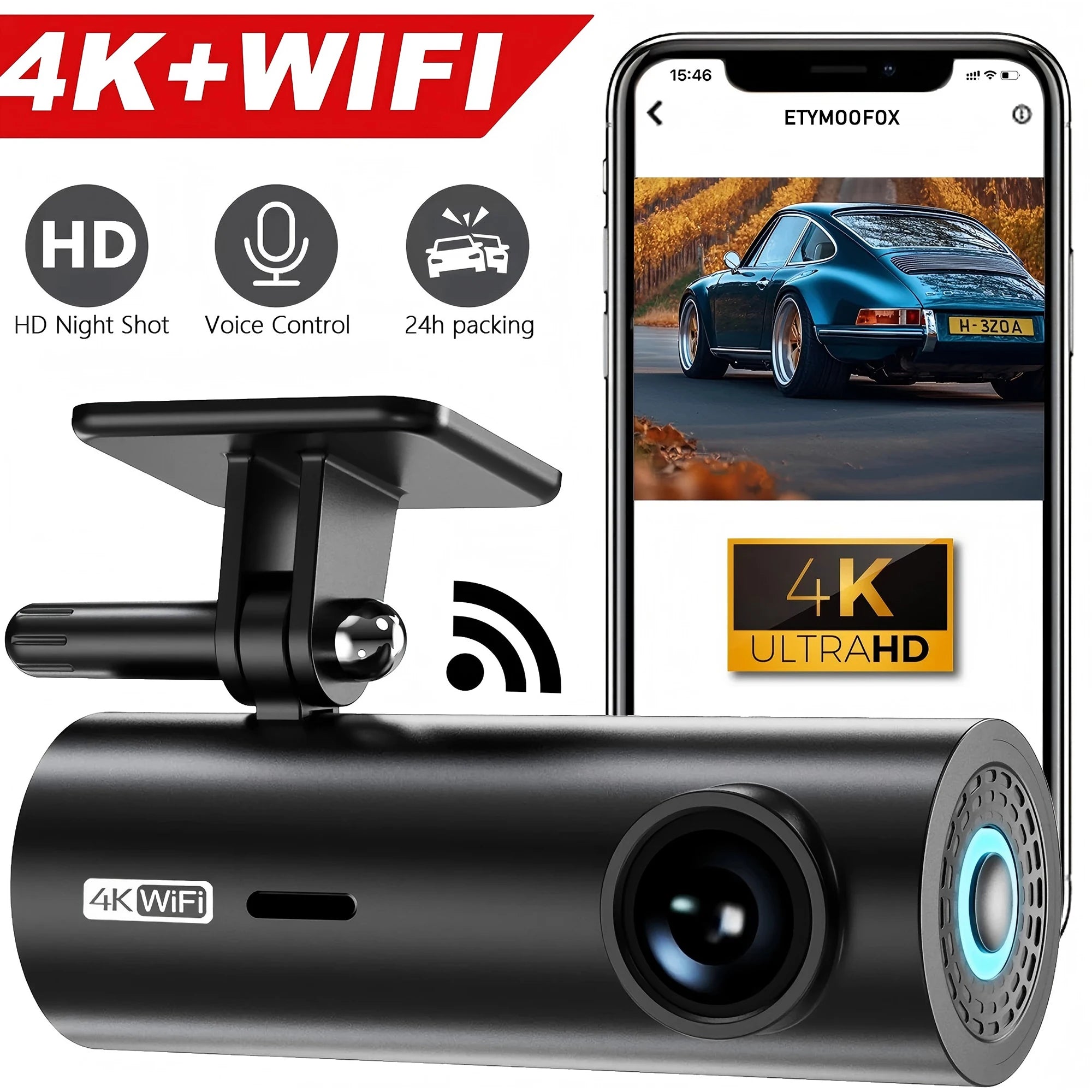 Dash Cam Video Recorders 4K WiFi Mini Front Camera