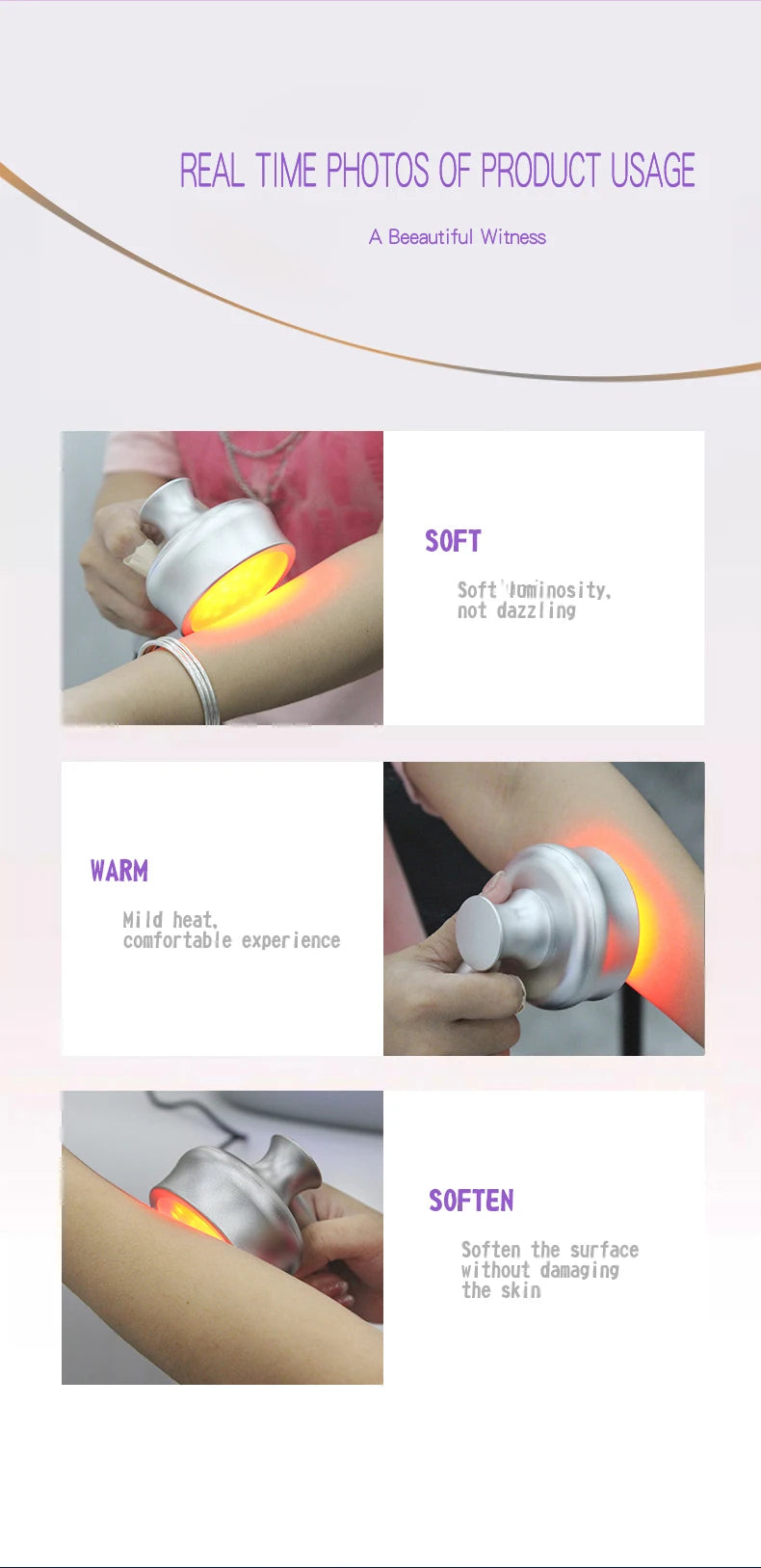 Electric Light Wave Vacuum Beauty Device with LED Panel for Body Care Skin Appearance Smoothing Firm Feel Personal Home Salon