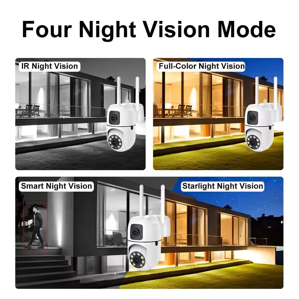 Security Camera 8MP Dual-Lens WiFi Outdoor with AI Human Tracking, Color Night Vision