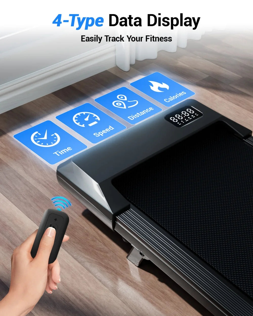 Treadmills 2.5 HP Quiet Walking Pad Under Desk Foldable 6% Slope Portable