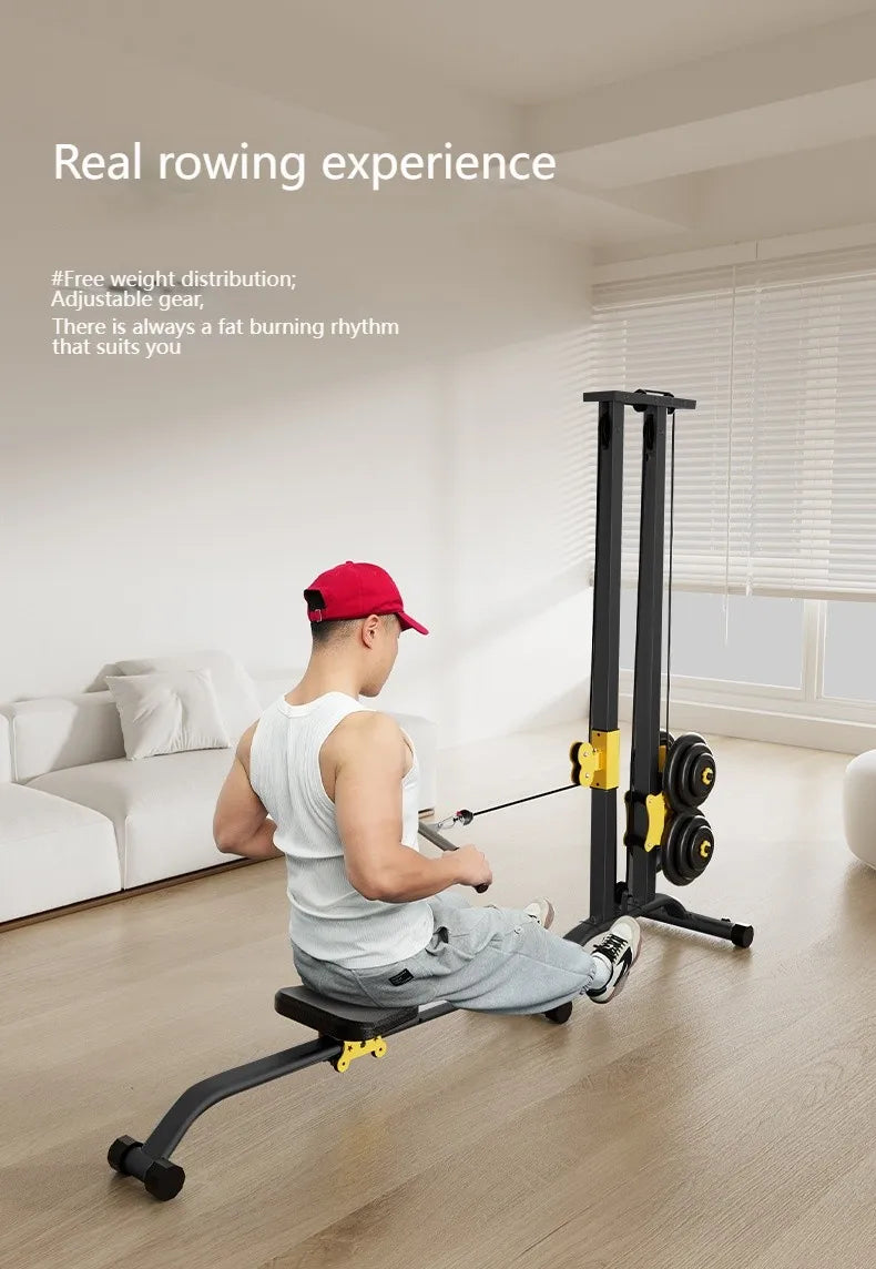 Multifunctional Rowing Machine, Fitness Equipment, High Pull Frame, dumbbell