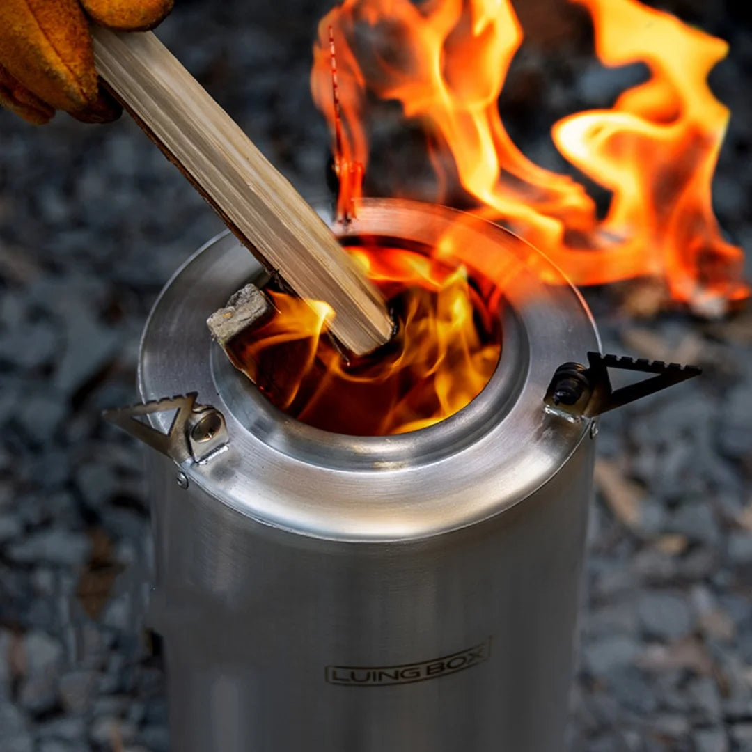 Wood Camping Stove Portable Table Top Fire Pit 6.3" Stainless Steel Smokeless Outdoor Hot Tent Stove Fueled by Pellets or Wood