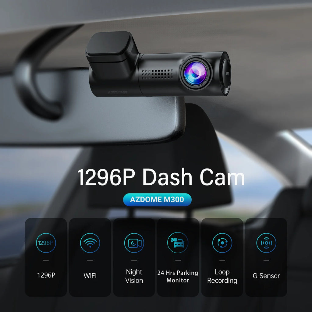Dash Cam 1296P WiFi Dash Camera for Cars Voice Control Dashcams Night Vision Loop Recording G-Sensor 24H Parking Monitor