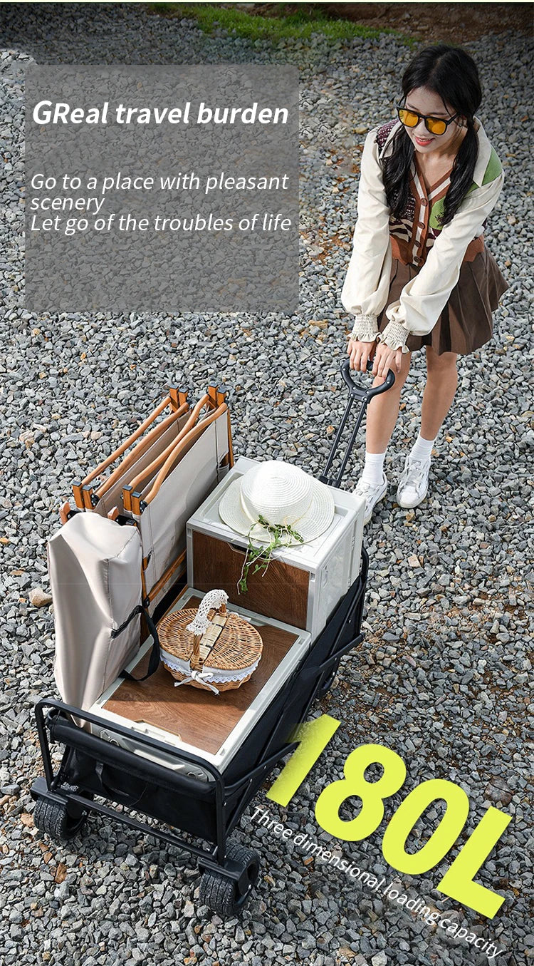 camping cart foldable trolley outdoor picnic portable hand-pull cart camping trailer camping