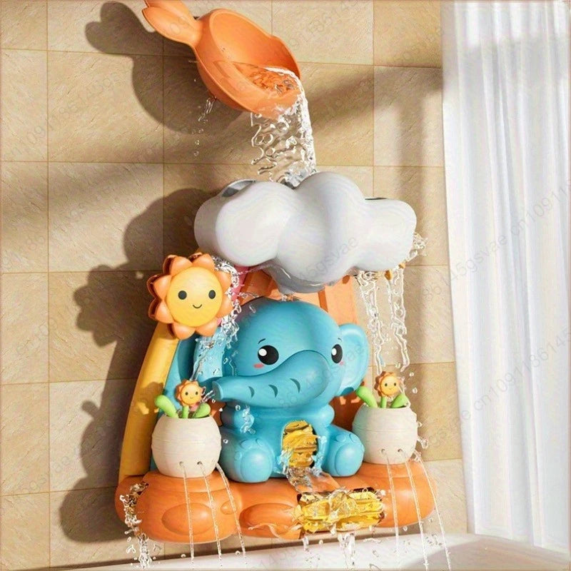 Interactive Elephant Water Wheel Bath Toy with Suction Cups