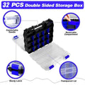 Organizer with clear flip-top lid 32-compartment durable Ideal for screws buttons