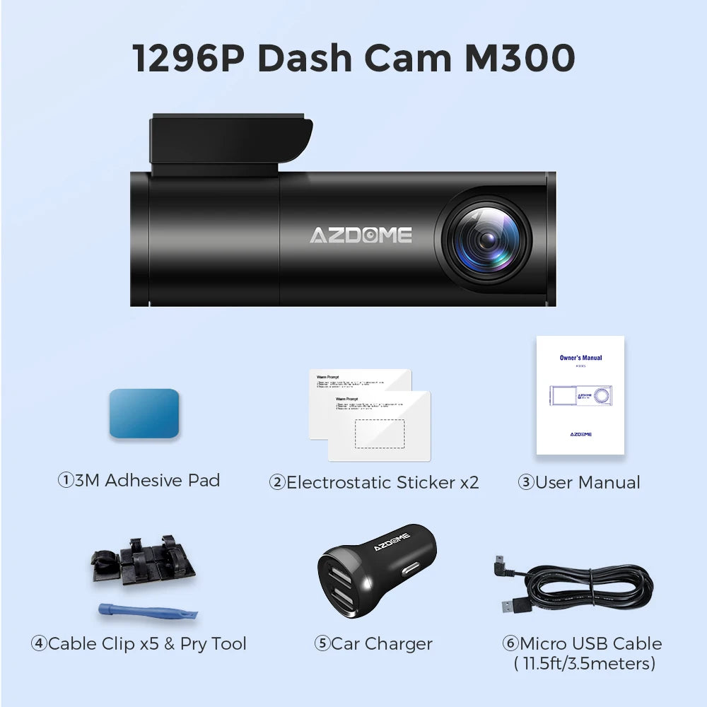 Dash Cam 1296P WiFi Dash Camera for Cars Voice Control Dashcams Night Vision
