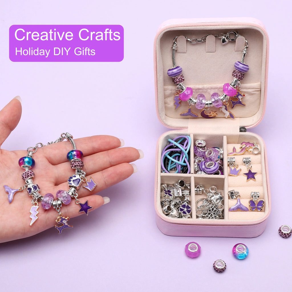 DIY Bracelets Making Kit Girls Gift with Jewelry Box Gift Bag Charms Beads Set