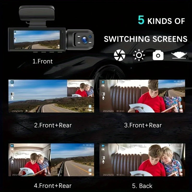 Dash Cam Front and Inside with WiFi 1080P Dual  – Car Camera with IR Night Vision,