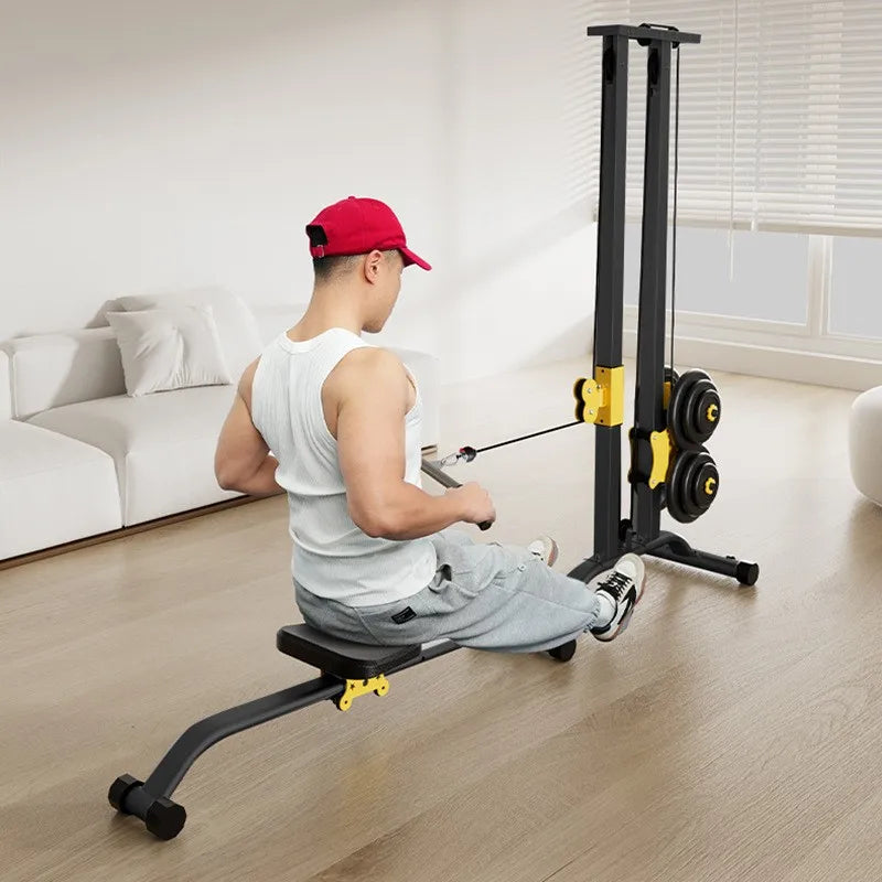 Multifunctional Rowing Machine, Fitness Equipment, High Pull Frame, dumbbell