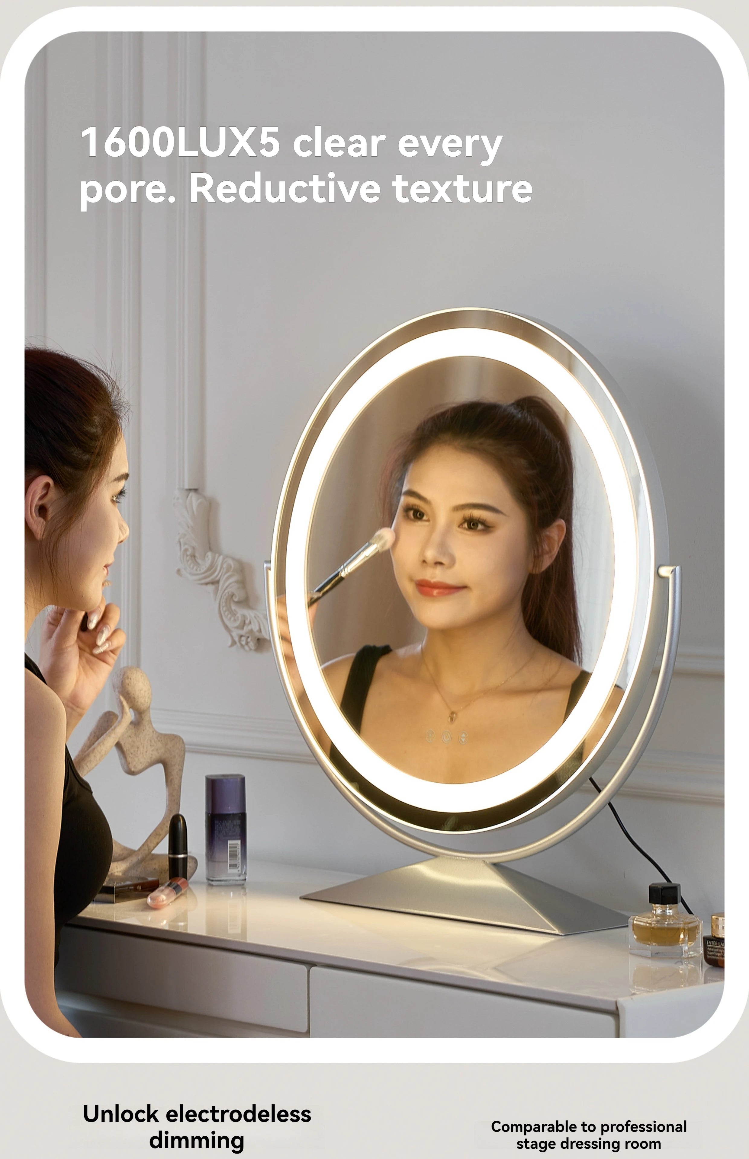 Smart LED Circle Makeup Mirror with Touch Control Lighting