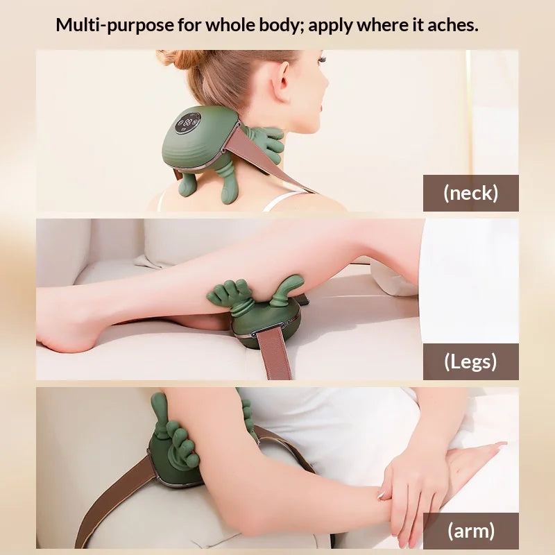 Finger Neck & Shoulder Massager with Heat Kneading for Relaxation