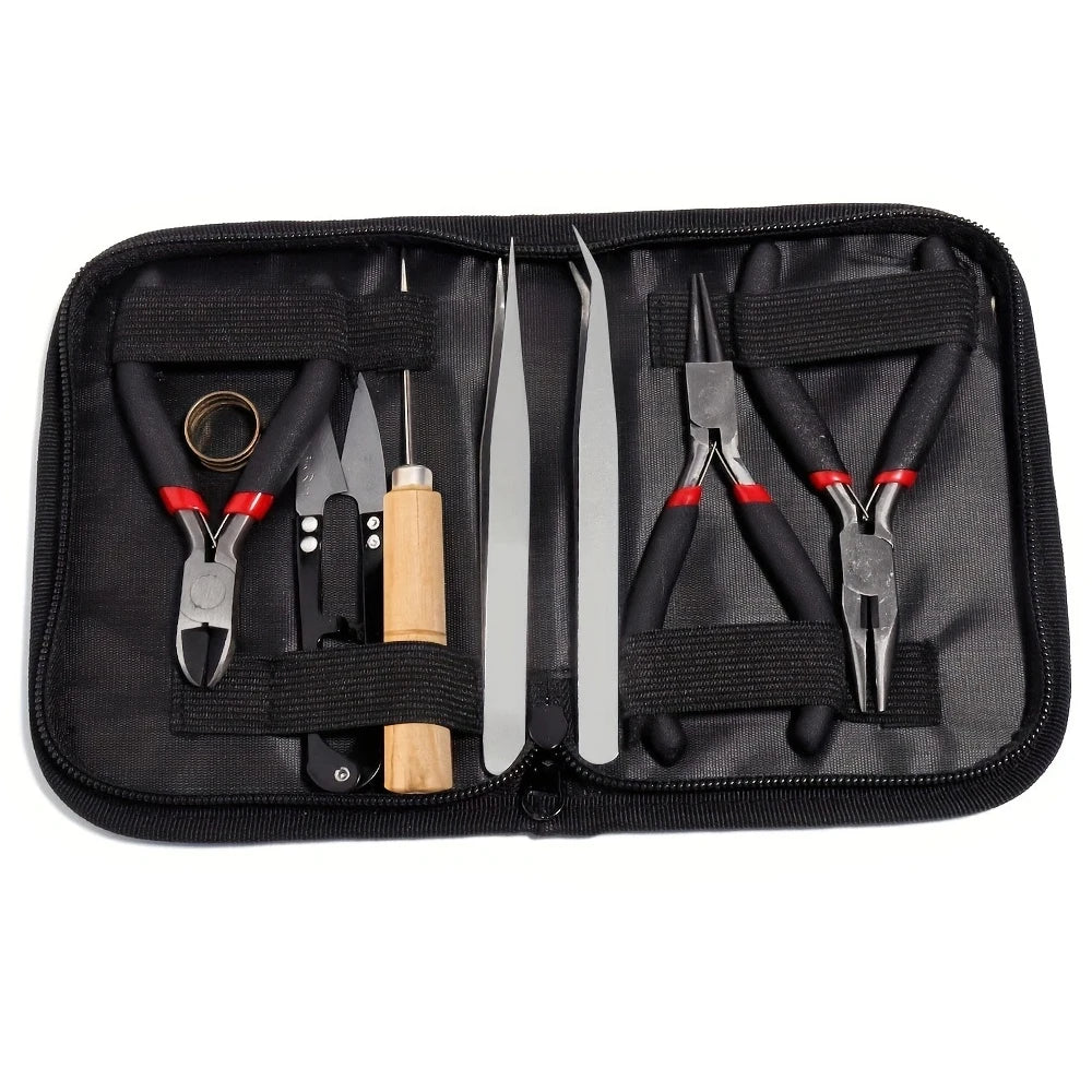 Jewelry Findings Set with Jewelry Pliers Tweezers Jump Ring Opener Awl