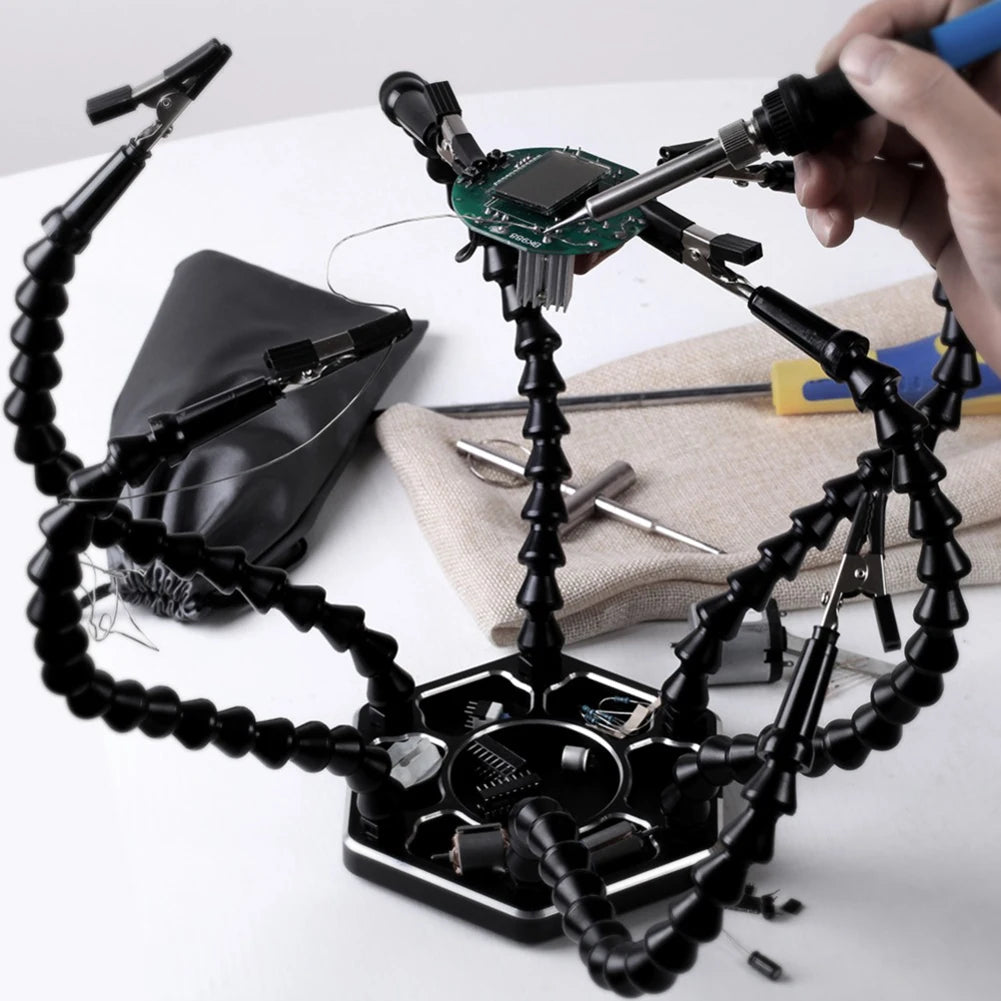Soldering Iron Holder Flexible Arms Rotatable Clips Soldering Third Hand Tool Detachable