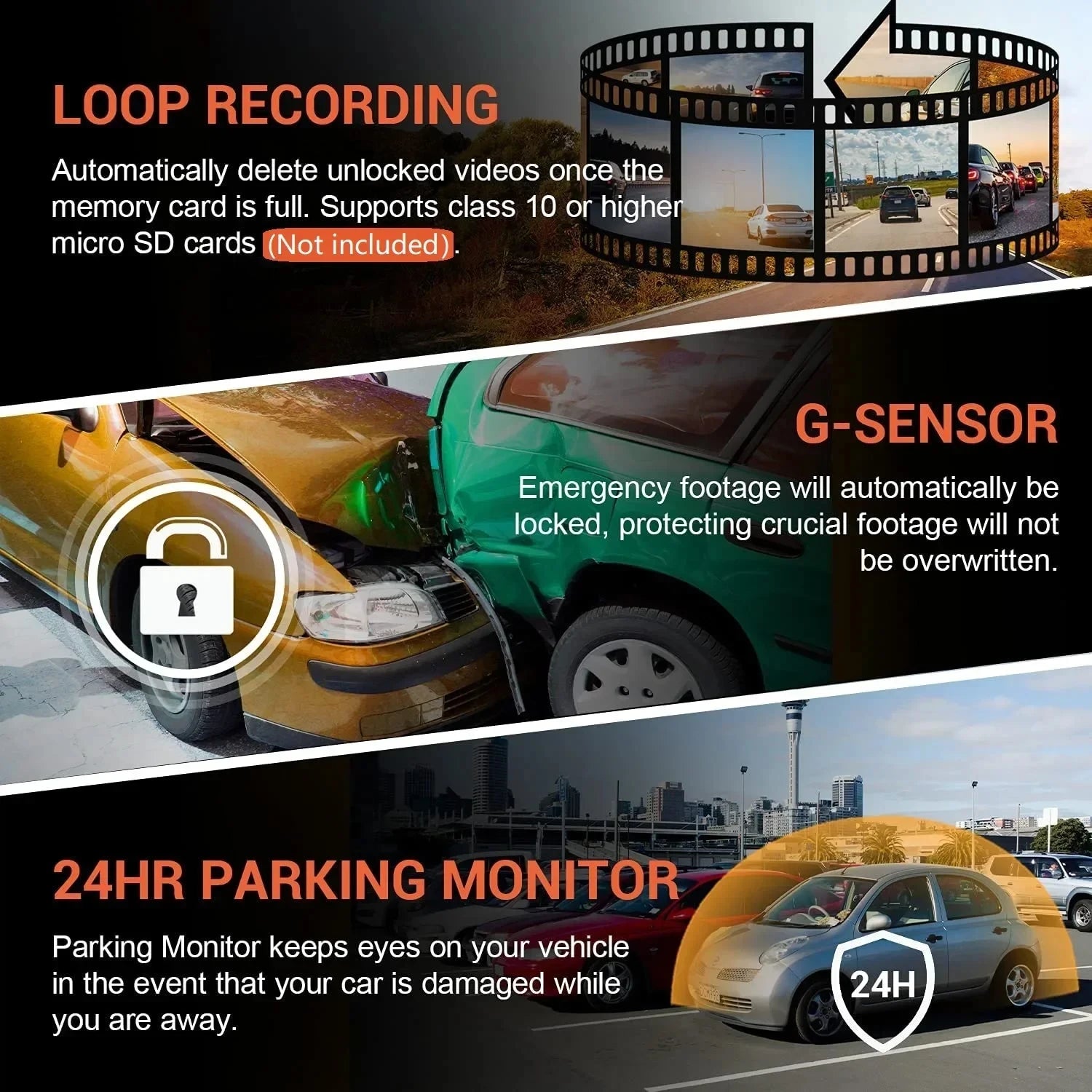 Dash Cam Front and Inside with WiFi 1080P Dual  – Car Camera with IR Night Vision,