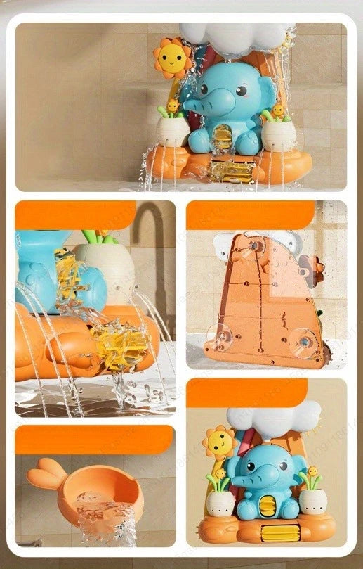 Interactive Elephant Water Wheel Bath Toy with Suction Cups
