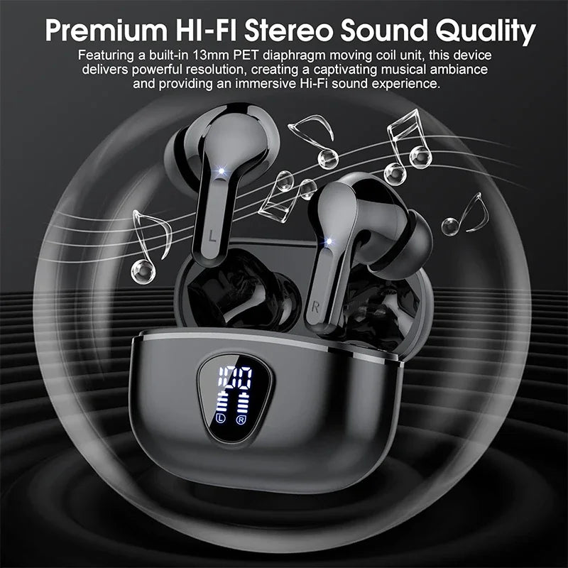 Wireless Ear Buds with LED Display HiFi Stereo Earbuds Headphones with IP7 Waterproof