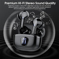 Wireless Ear Buds with LED Display HiFi Stereo Earbuds Headphones with IP7 Waterproof