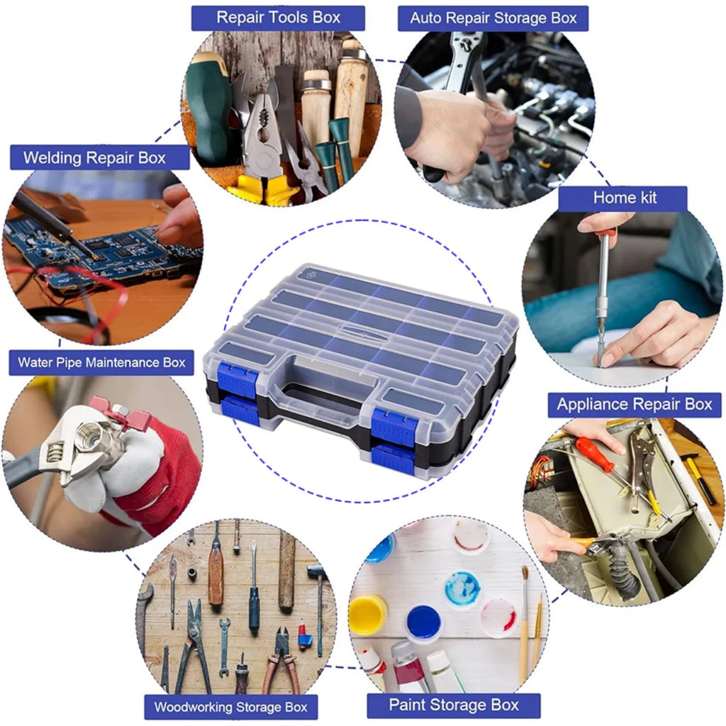 Organizer with clear flip-top lid 32-compartment durable Ideal for screws buttons