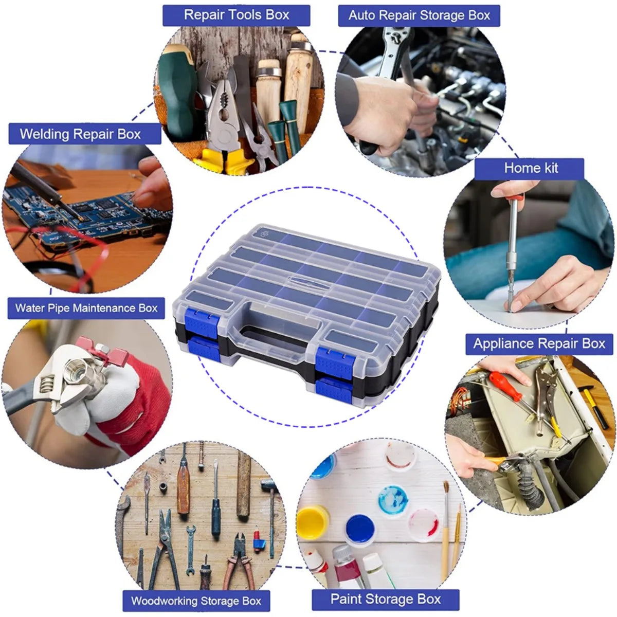 Organizer with clear flip-top lid 32-compartment durable Ideal for screws buttons