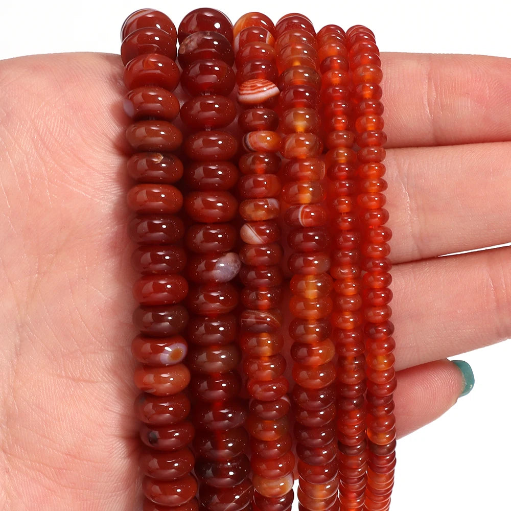Natural Red Agate Stone Beads 4 6 8mm Abacu Flat Round Loose Gemstone Beads