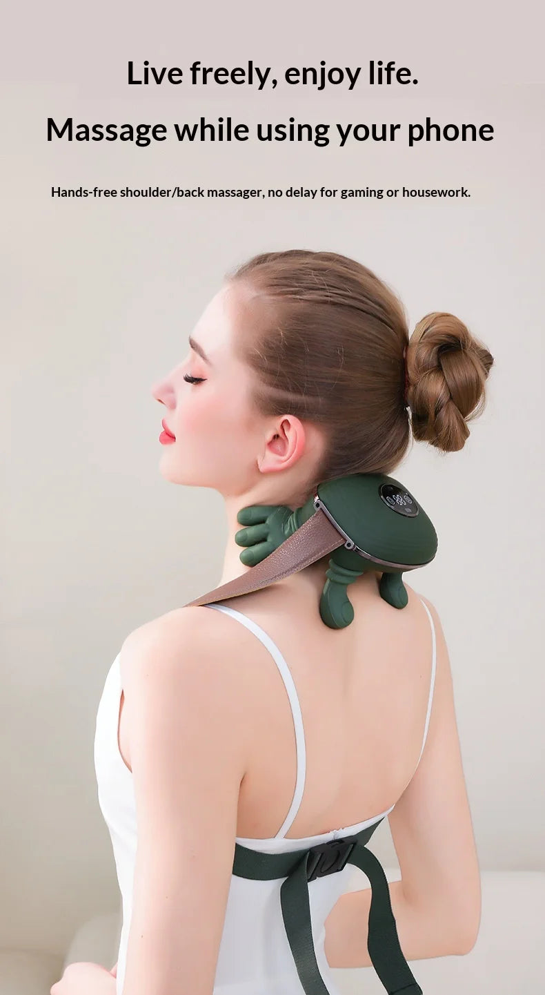 Finger Neck & Shoulder Massager with Heat Kneading for Relaxation