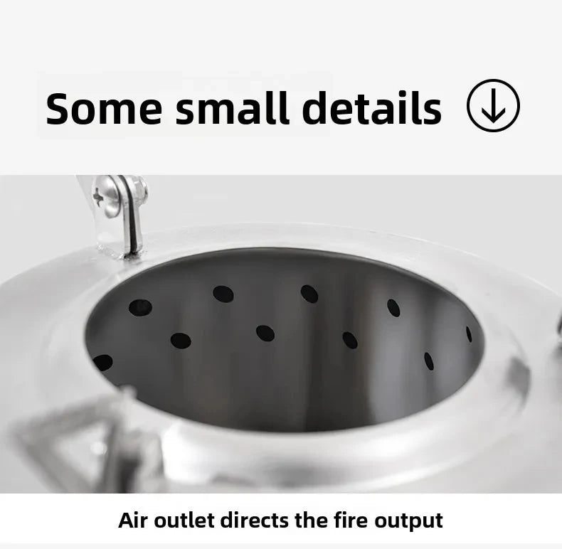 Wood Camping Stove Portable Table Top Fire Pit 6.3" Stainless Steel Smokeless Outdoor Hot Tent Stove Fueled by Pellets or Wood