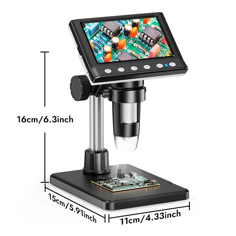 Digital Microscope 4.3'' 1000X Coin Microscope 1080P Video Microscope