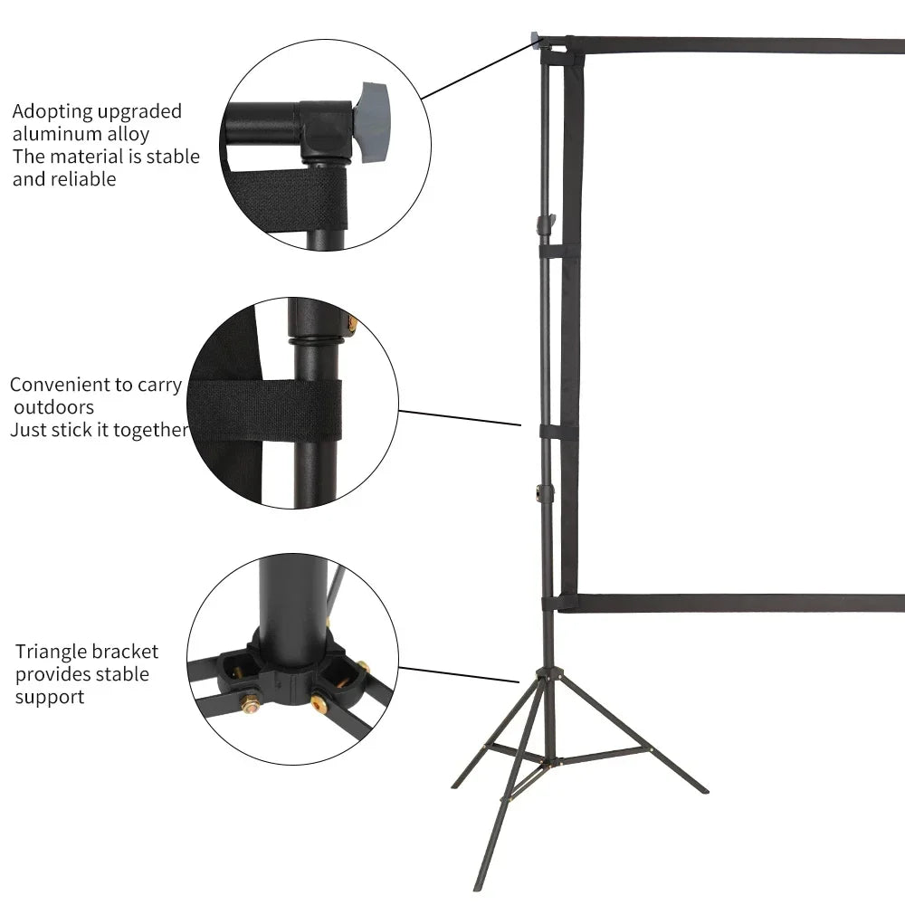 Portable Folding Movie Screen 150 Inch 4:3  HD Crease-resist Indoor Outdoor Projector