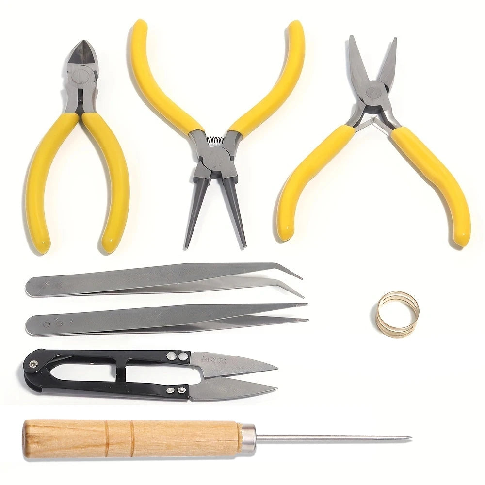Jewelry Findings Set with Jewelry Pliers Tweezers Jump Ring Opener Awl
