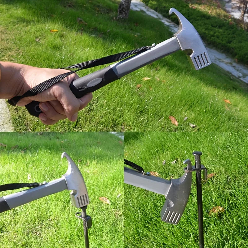 Camping Hammer: Heavy-Duty Multifunctional Steel Hammer with Tent Stake Remover & Holding Strap!Outdoor Camping