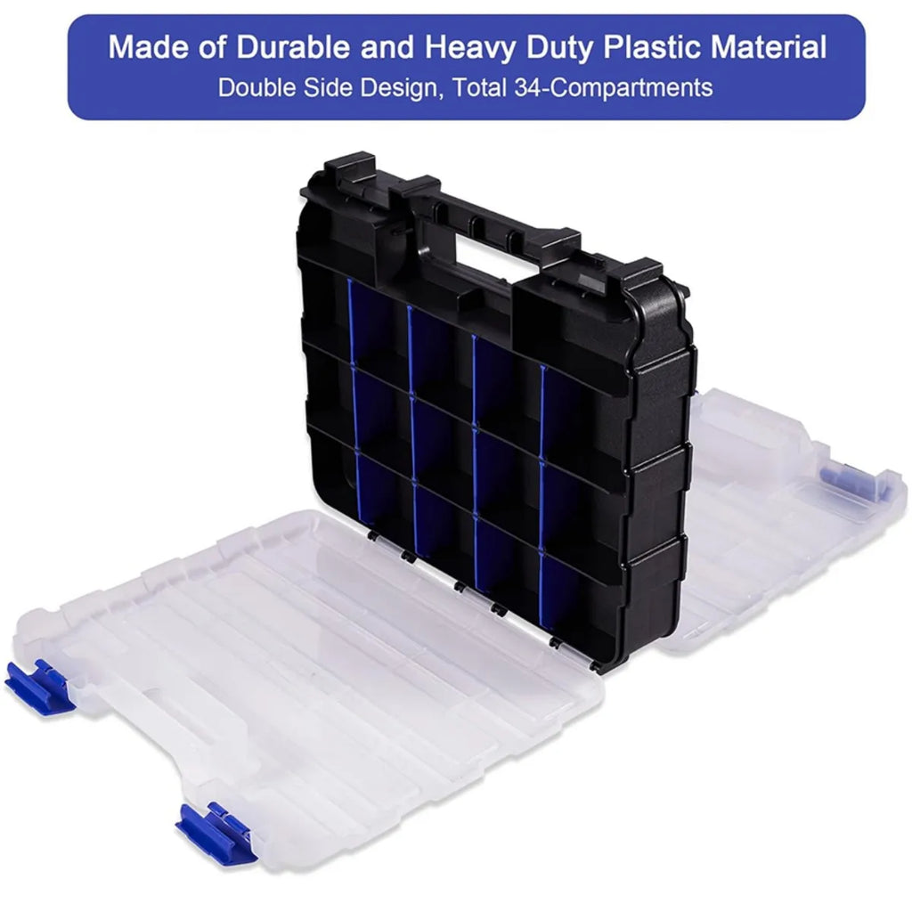Organizer with clear flip-top lid 32-compartment durable Ideal for screws buttons