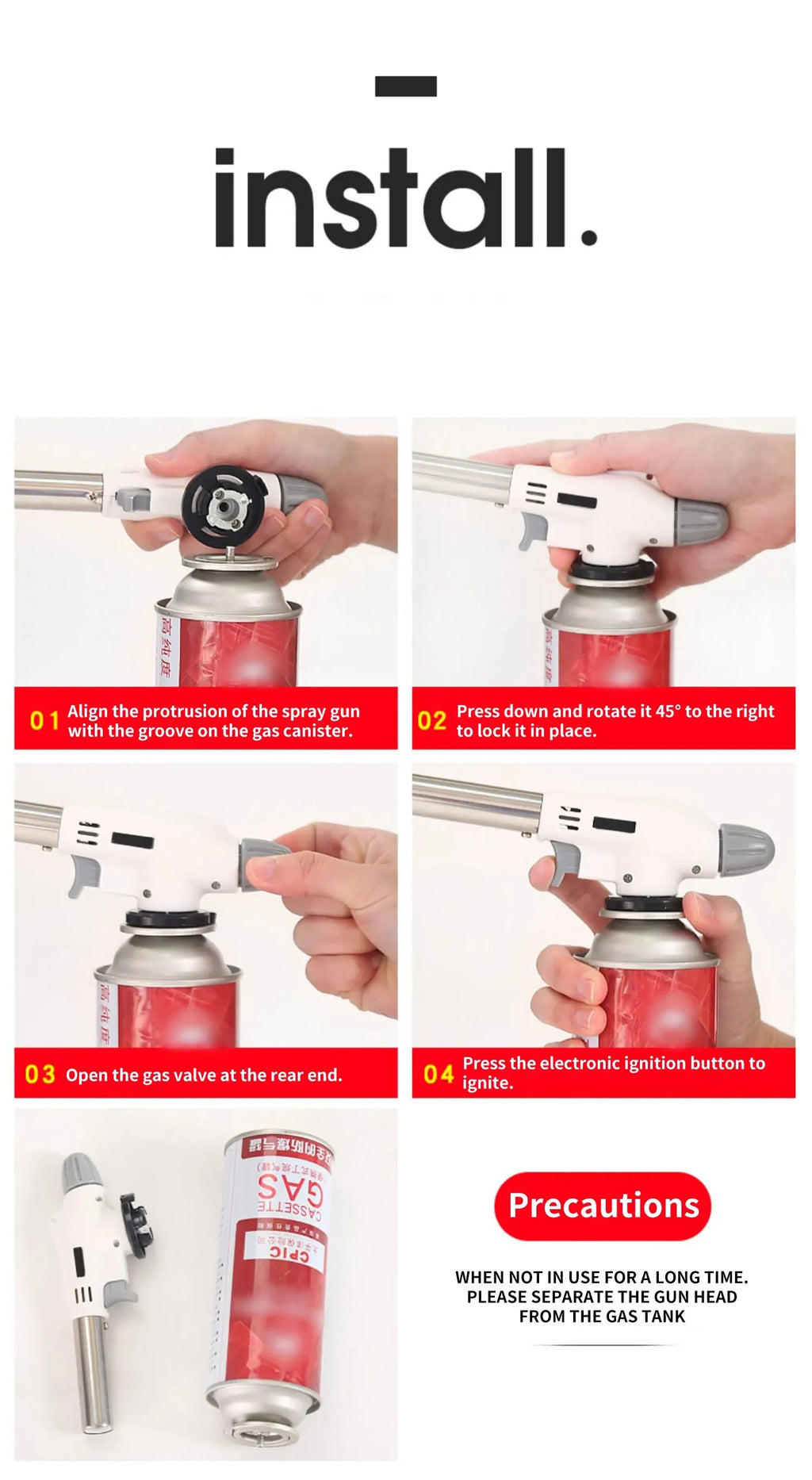 Outdoor Camping Gas Burner Gas Torch Flame Gun Welding Torch Cooking Flame Gun Blow for BBQ Camping Cooking