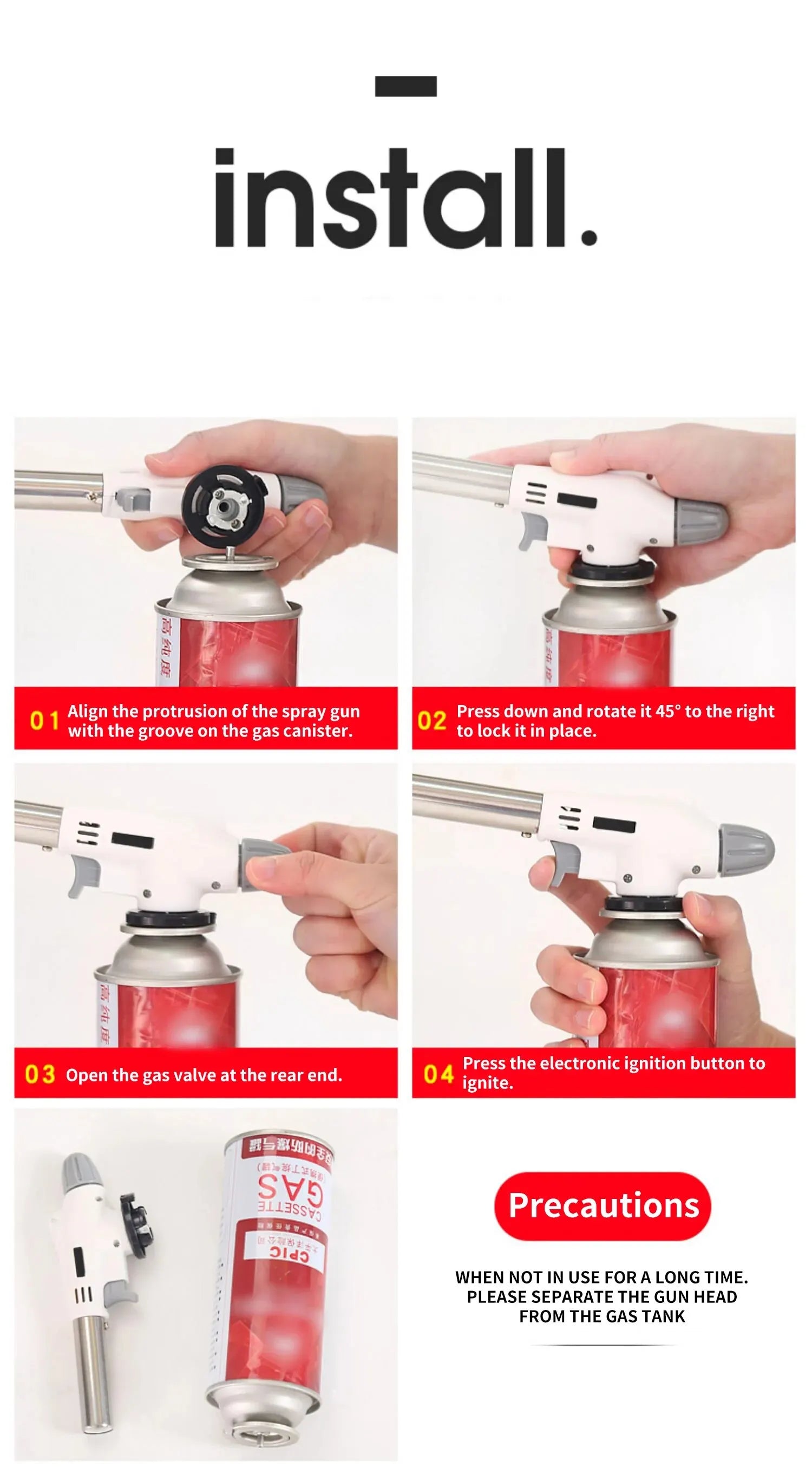 Outdoor Camping Gas Burner Gas Torch Flame Gun Welding Torch Cooking Flame Gun Blow for BBQ Camping Cooking