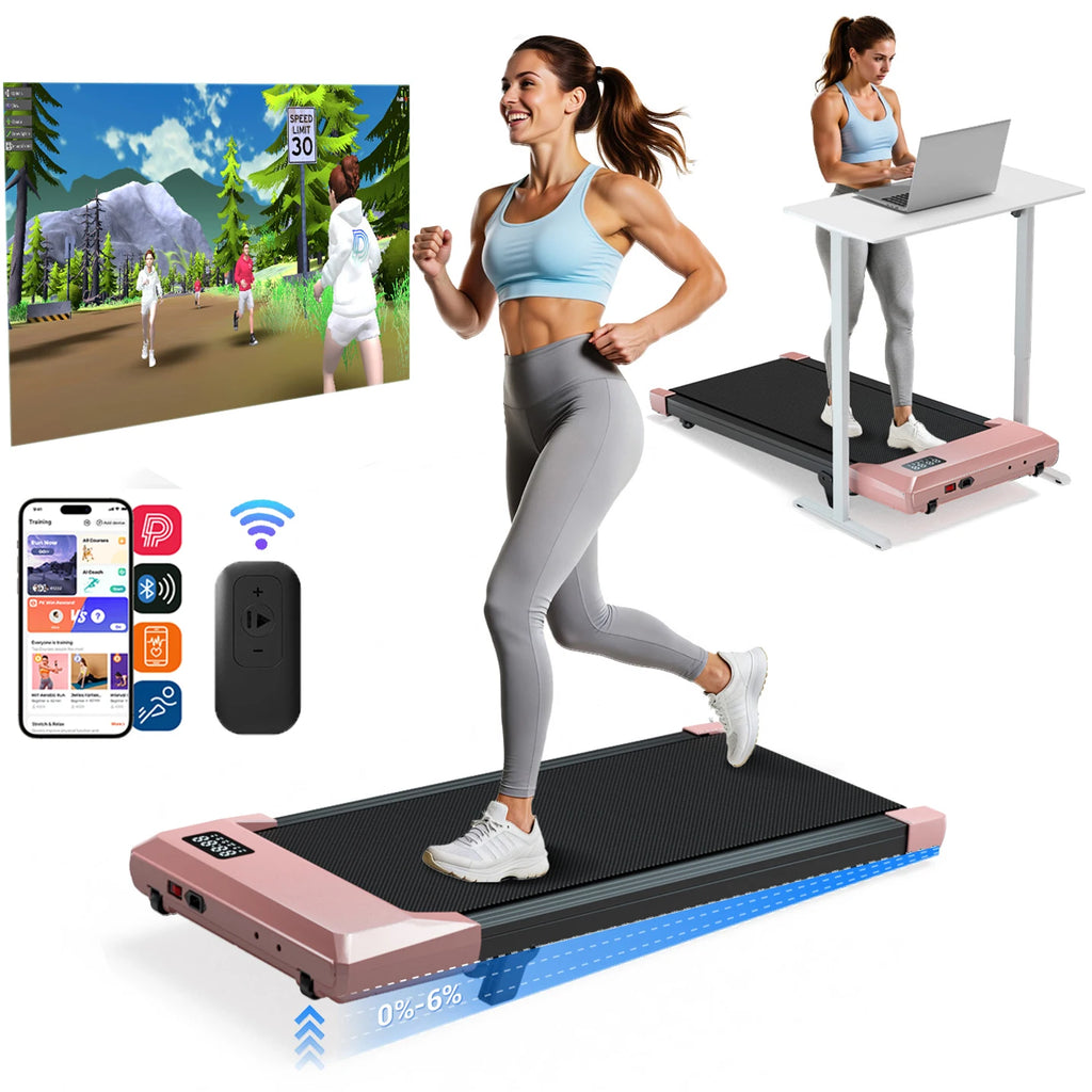 Treadmills 2.5 HP Quiet Walking Pad Under Desk Foldable 6% Slope Portable