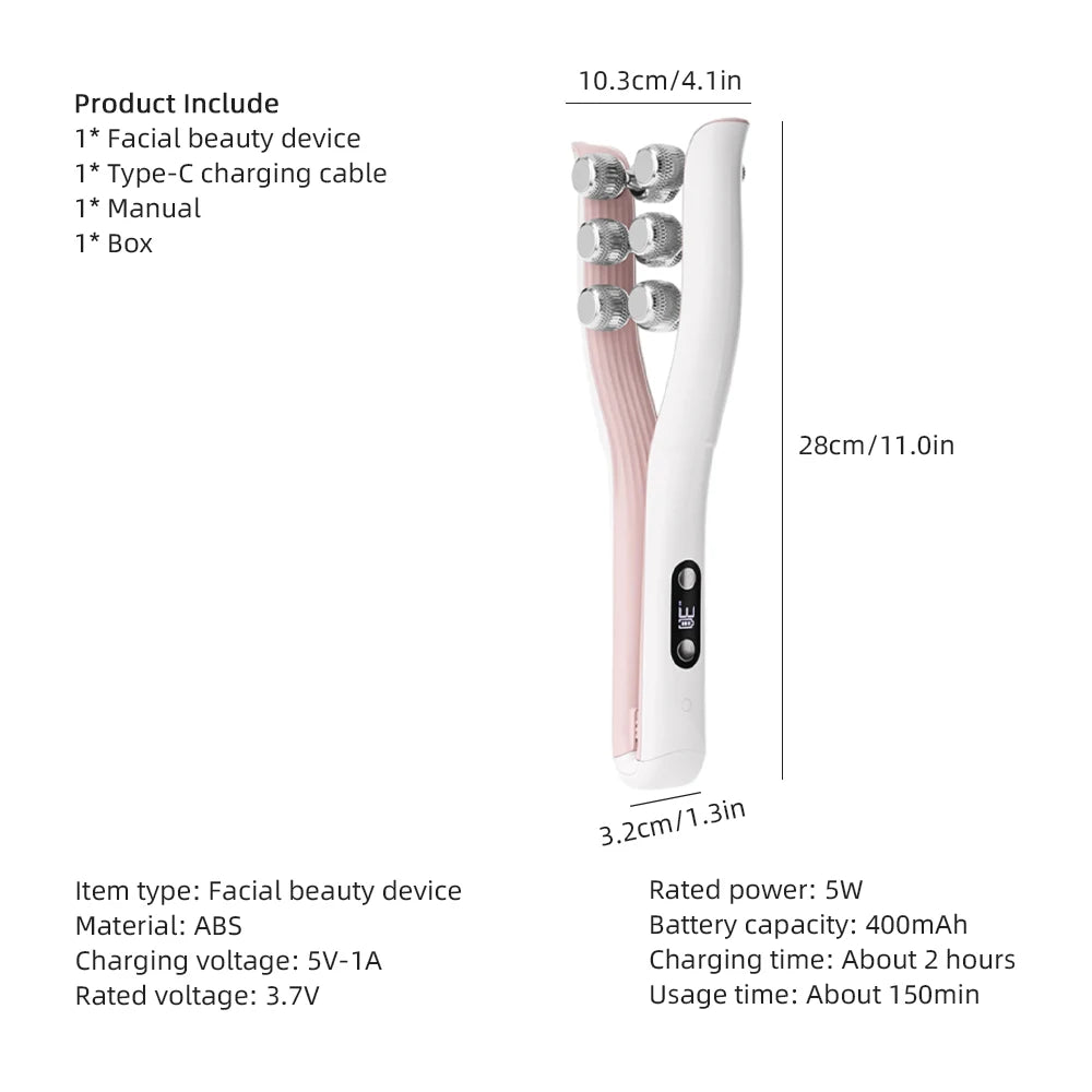 Electric Facial Beauty Device 3 Gear Adjustable Roller Massager