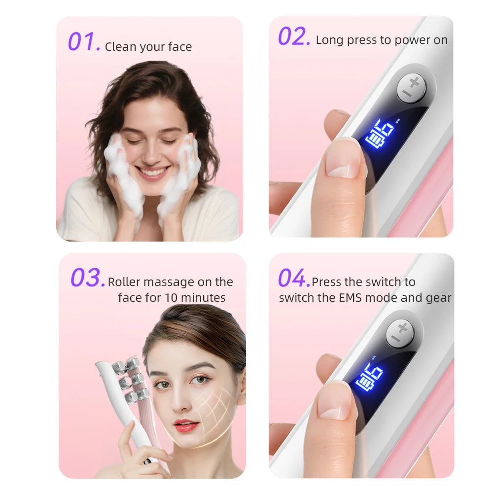 Electric Facial Beauty Device 3 Gear Adjustable Roller Massager