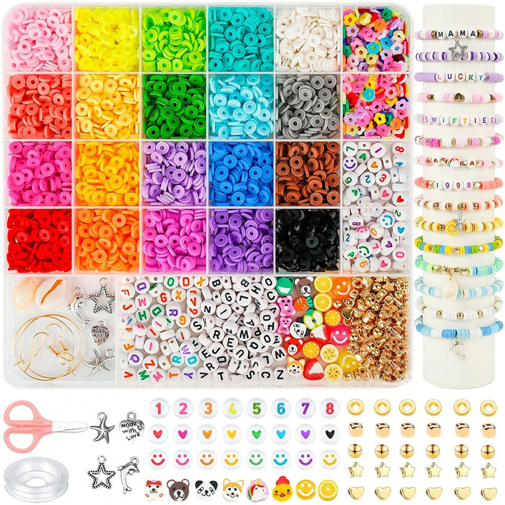 3200PCS Clay Bead Jewelry Making Kit – Polymer Heishi Beads Set with Charms for DIY Friendship Bracelets, Necklaces & Crafts, Colorful Beading Supplies for Beginners