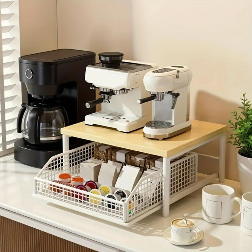 Kitchen Storage Rack Standing Shelf with Drawer for Fruits Vegetables Microwave Oven Pots Dishes Spices Organizer Home Apartment