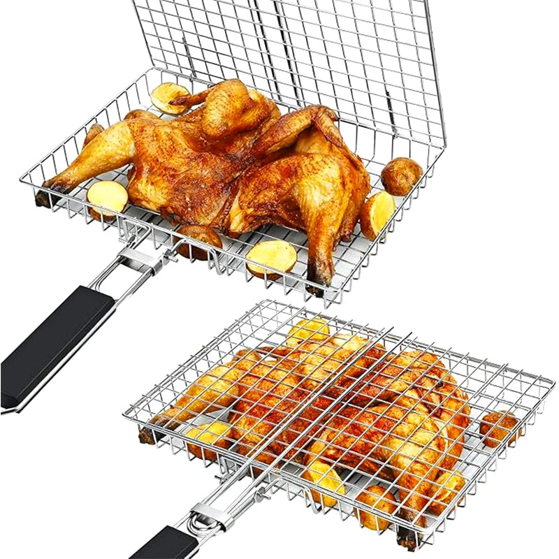 Grill Basket Stainless Steel Grill Baskets forOutdoor Grill |Grill AccessoriesforOutdoorGrill CampfireCooking Equipment