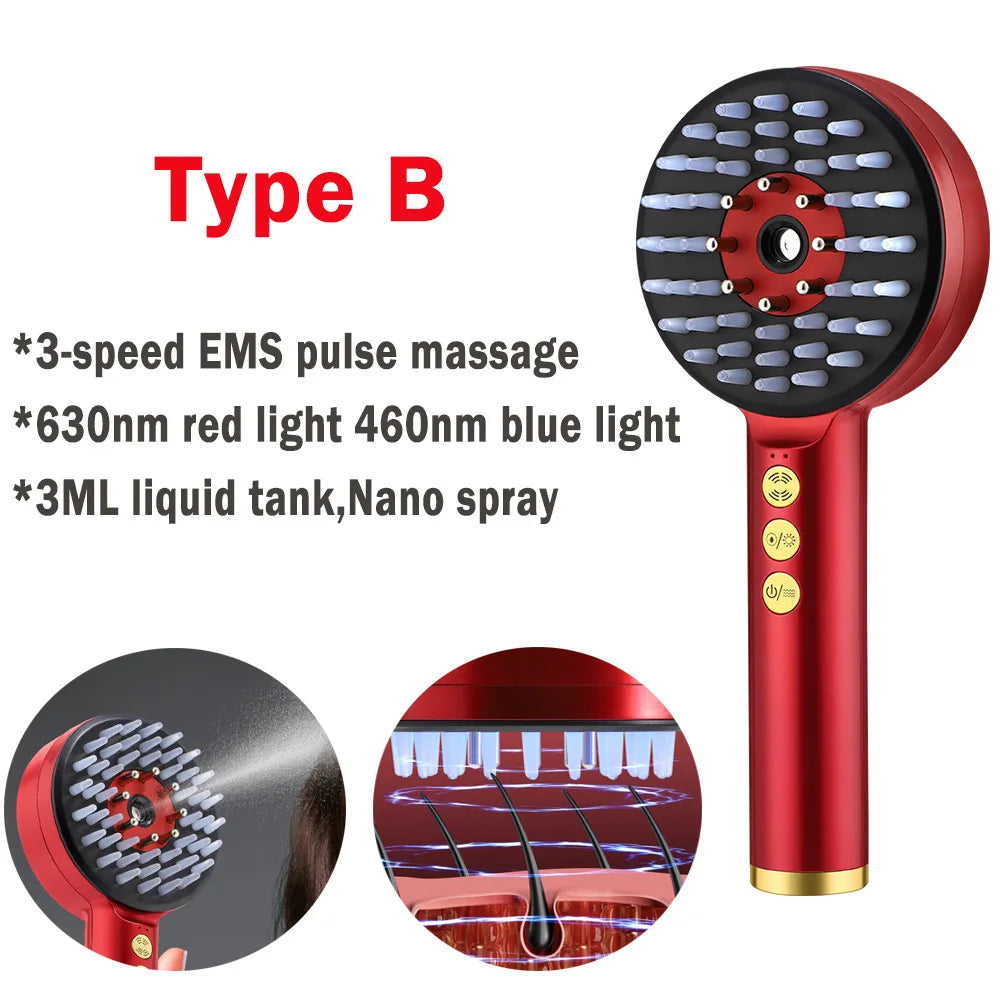 Deep Kneading Massage Comb, Red Light Therapy Scalp Massager