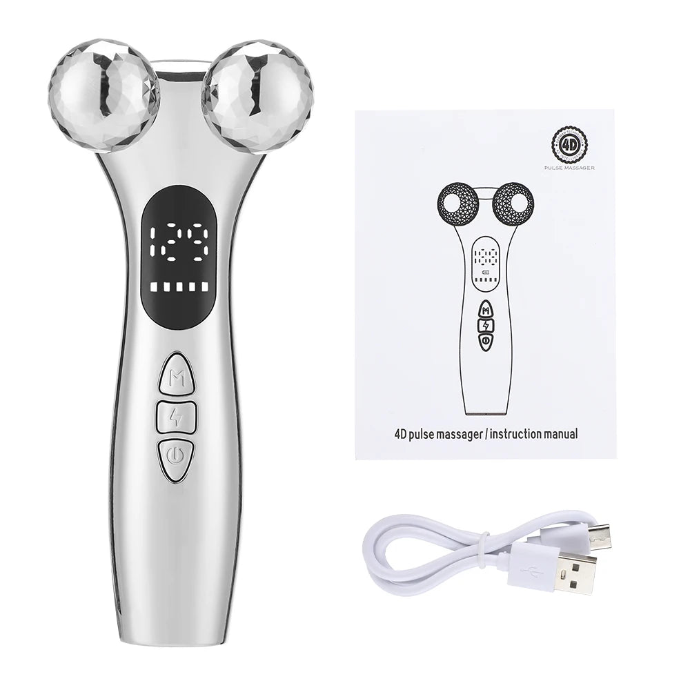 Electric Facial Micro-current Beauty Instrument LED Display Face Lift Roller Massager