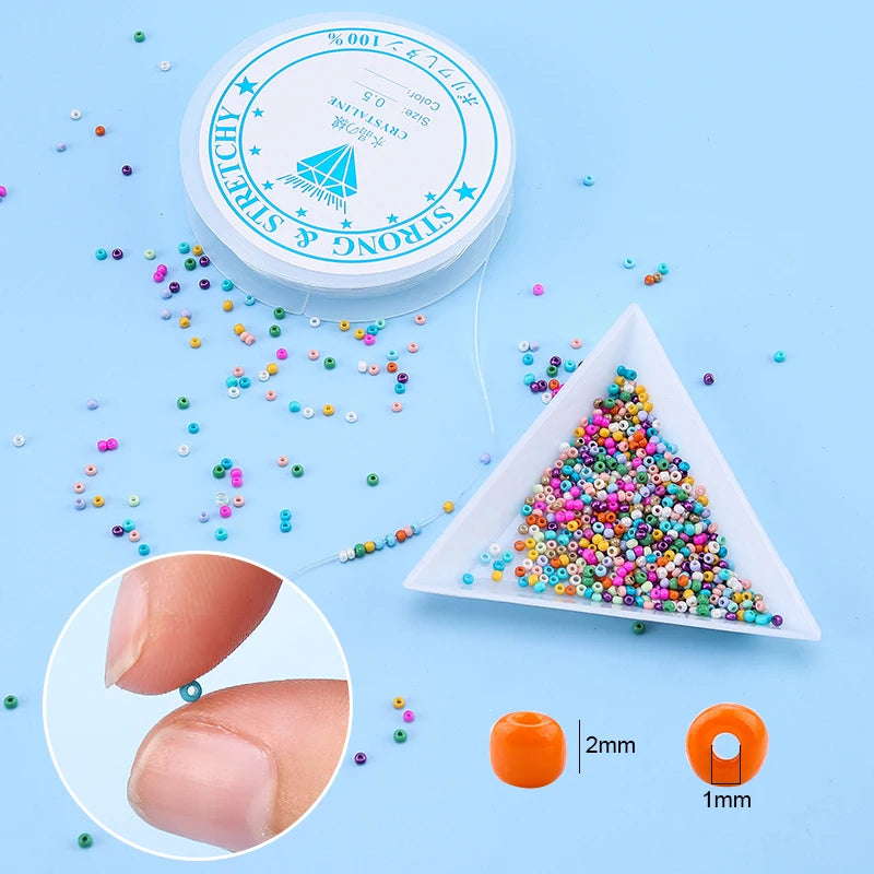20000PCS 2mm Glass Seed Beads Jewelry Making Kit – Multicolor Tiny Beads Set