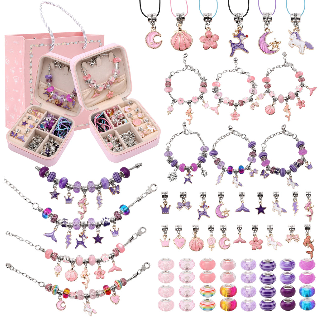 DIY Bracelets Making Kit Girls Gift with Jewelry Box Gift Bag Charms Beads Set